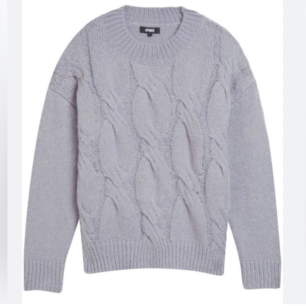 apparis rosa cable knit sweater in blue/ gris